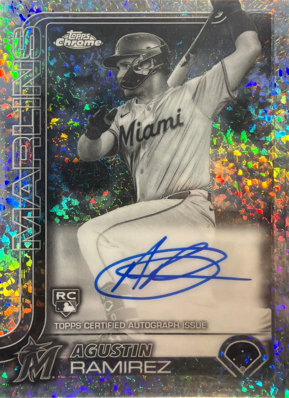 2025 Topps Update Series Black & White Mini-Diamond Refractor Agustin Ramirez Autograph