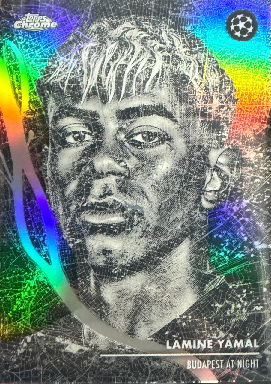 2025-26 Topps Chrome UEFA Champions League Lamine Yamal Budapest at Night
