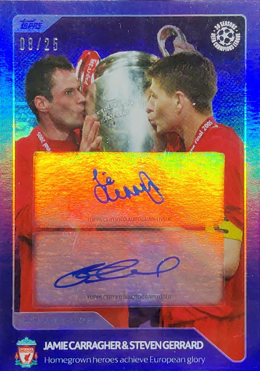 2021-22 Topps UEFA Champions League Jamie Carragher & Steven Gerrard Dual Autograph