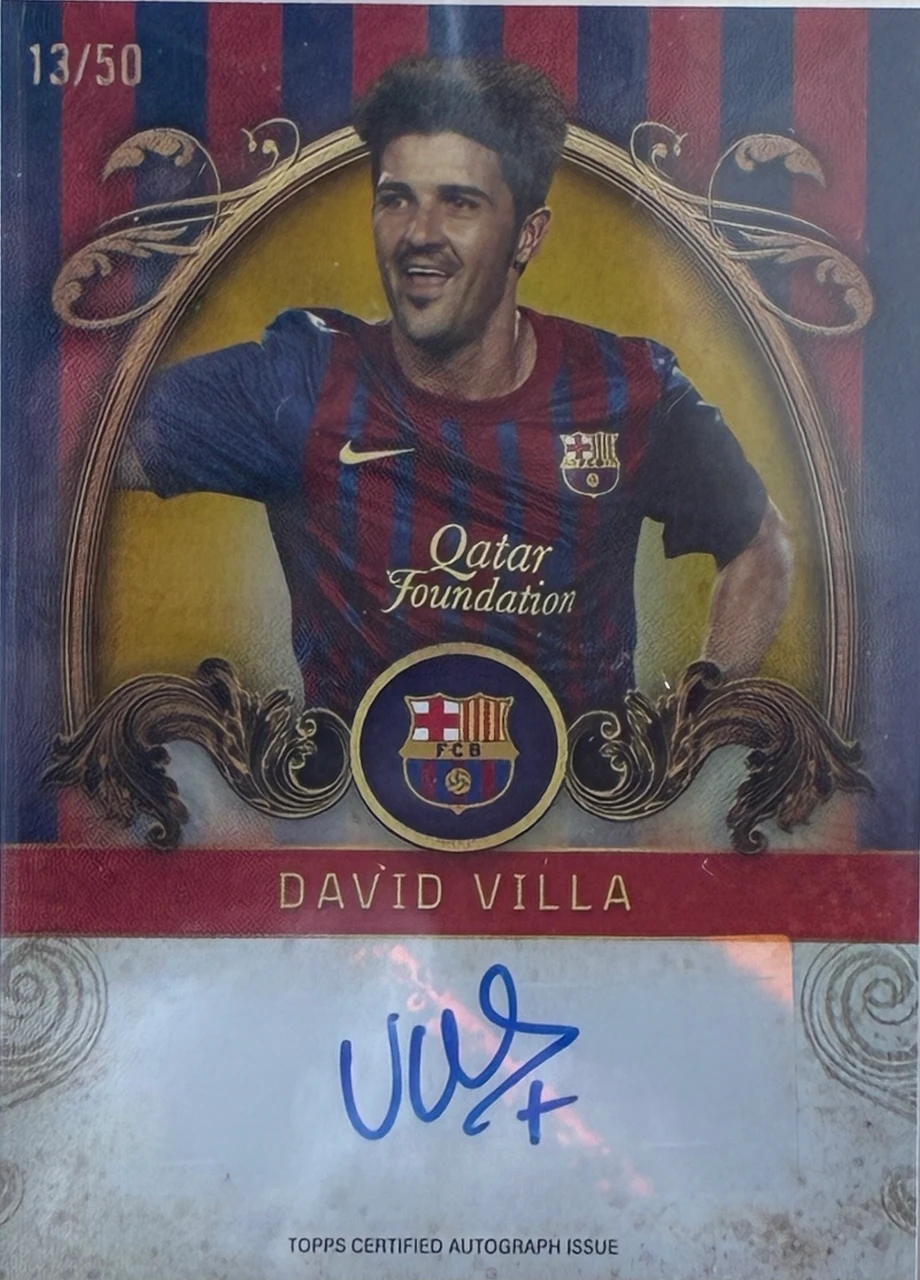 DAVID VILLA 2023-24 TOPPS FC BARCELONA TEAM SET VINTAGE BARÇA AUTOGRAPHS YELLOW /50 #VB-DV