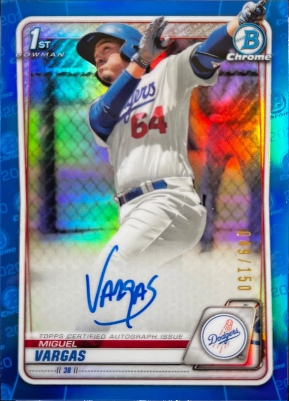 Miguel Vargas 1st Bowman Chrome Prospects Autographs Blue Refractor /150