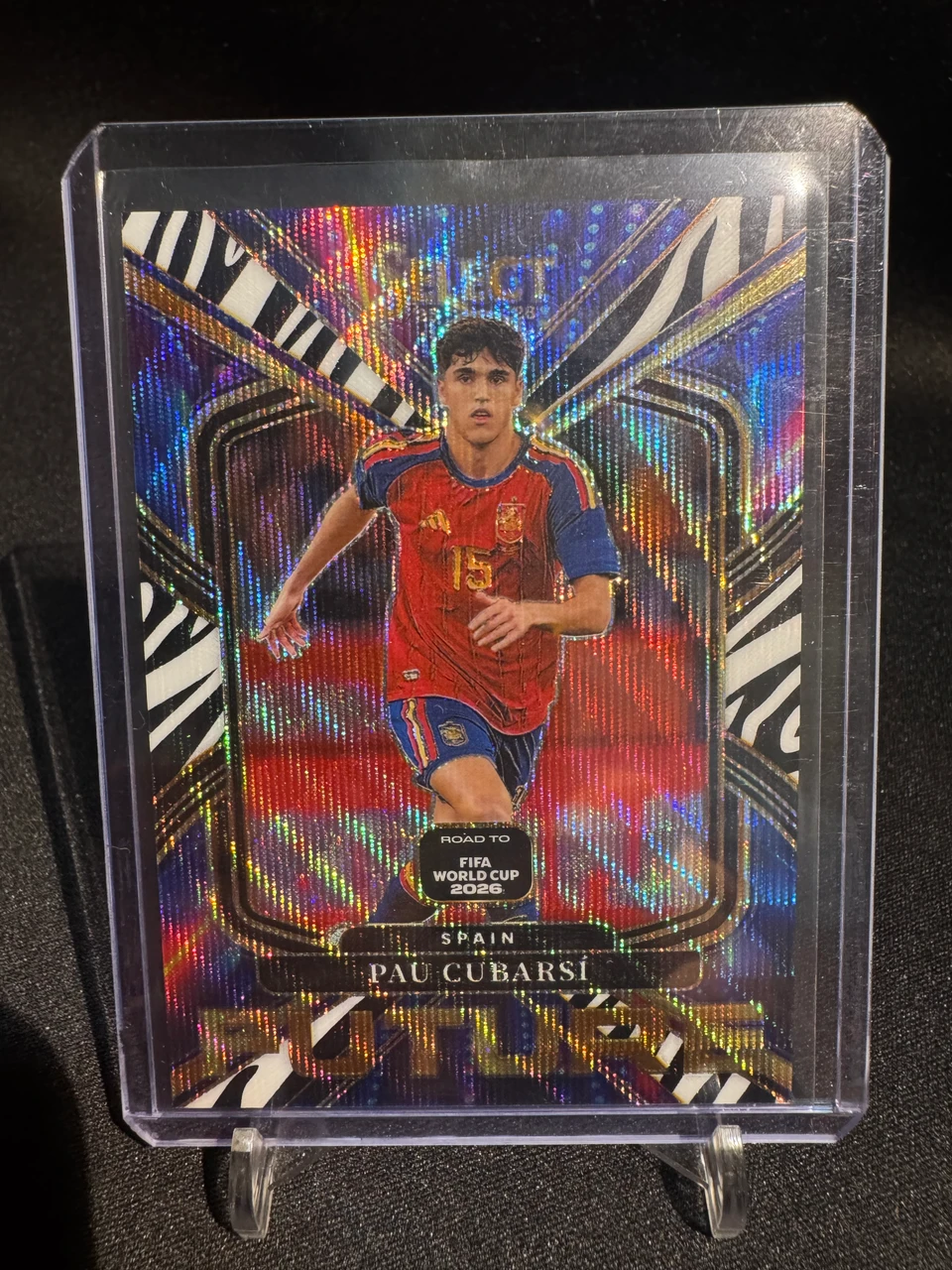 2023-24 Panini Select Pau Cubarsi Road to FIFA World Cup 2026 Zebra
