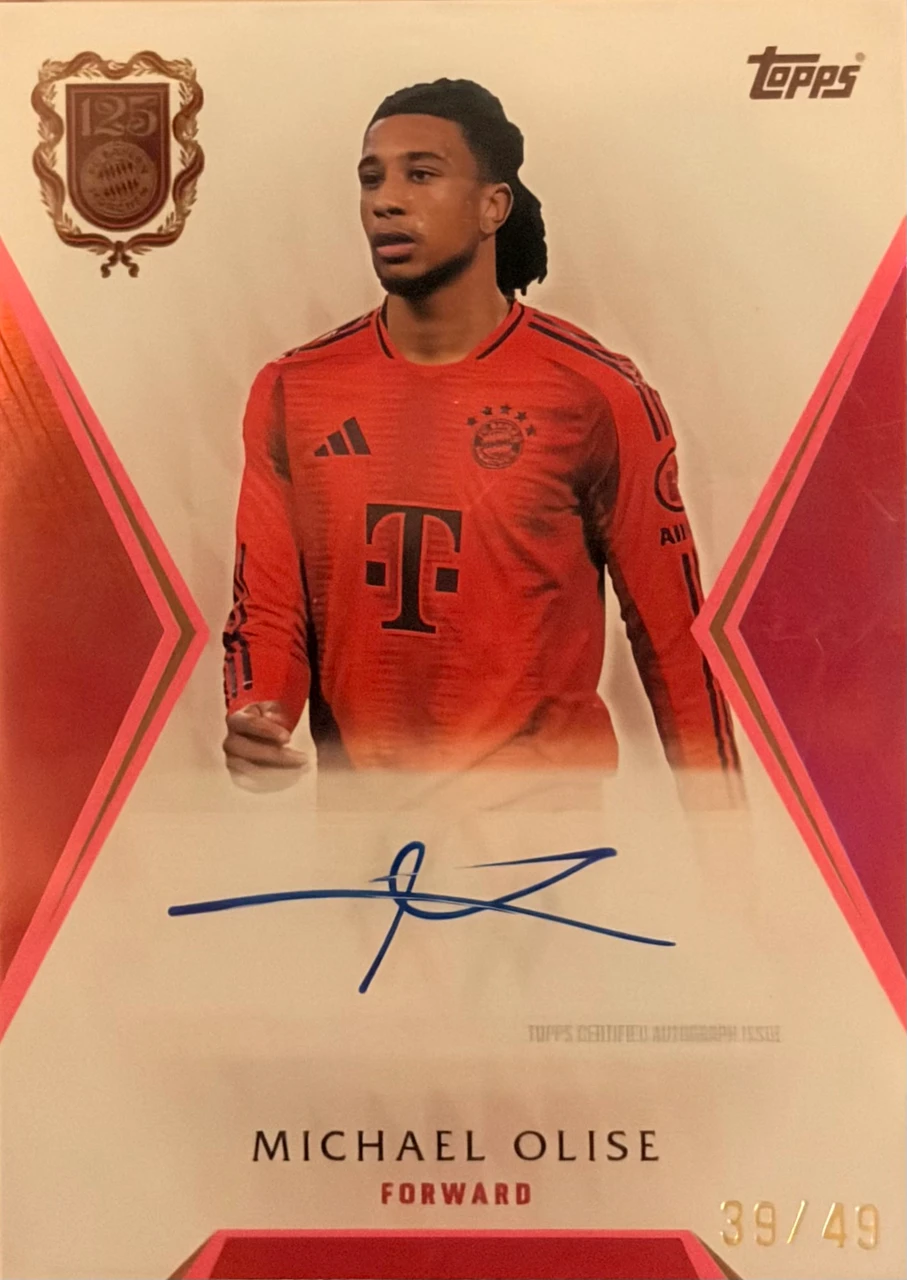 24-25 Topps FC Bayern München 125 Years Anniversary Michael Olise First Team Autograph Pink /49