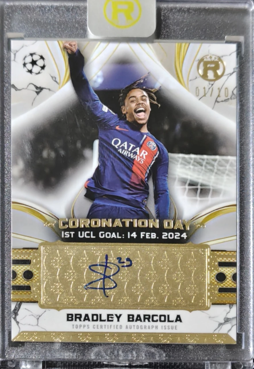 2024/25 Topps Reverence UEFA Club Competitions Coronation Day Autograph Bradley Barcola