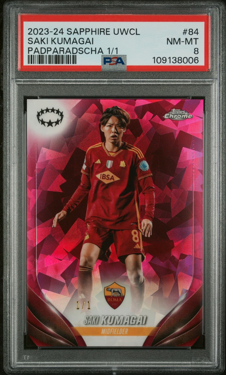 2023/24 Topps Chrome UWCL Sapphire Padparadscha Saki Kumagai 1/1