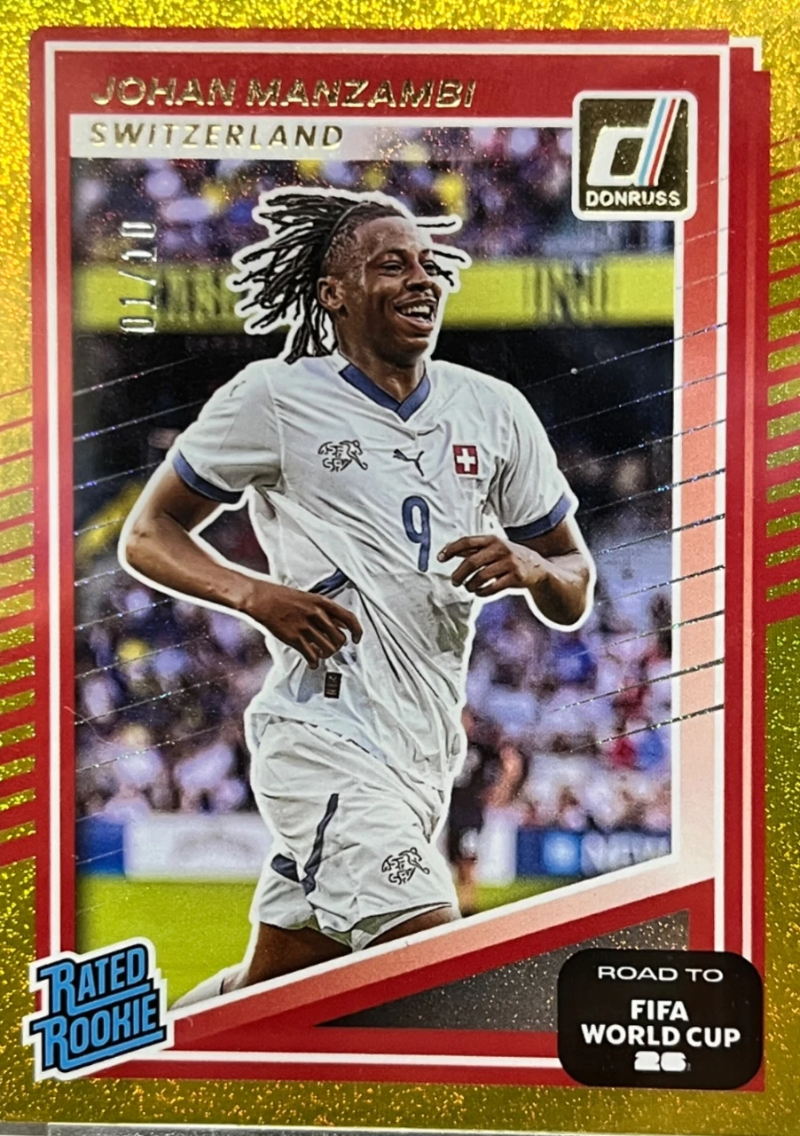 2025-26 Panini Donruss Road to FIFA World Cup 26 Rated Rookie #250 Gold Johan Manzambi