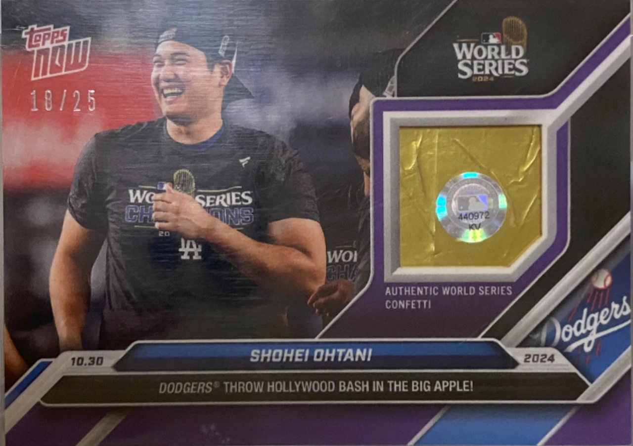 Topps NOW 2024 World Champion Los Angeles Dodgers Confetti Relic Pack Shohei Ohtani /25