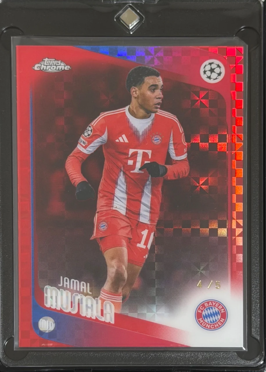 2025-26 TOPPS CHROME JAMAL MUSIALA RED XFRACTOR PARALLEL 4/5