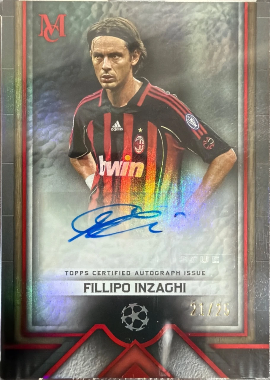 2023/24 Topps Museum Collection UEFA Club Competitions Filippo Inzaghi Archival Autographs Ruby /25