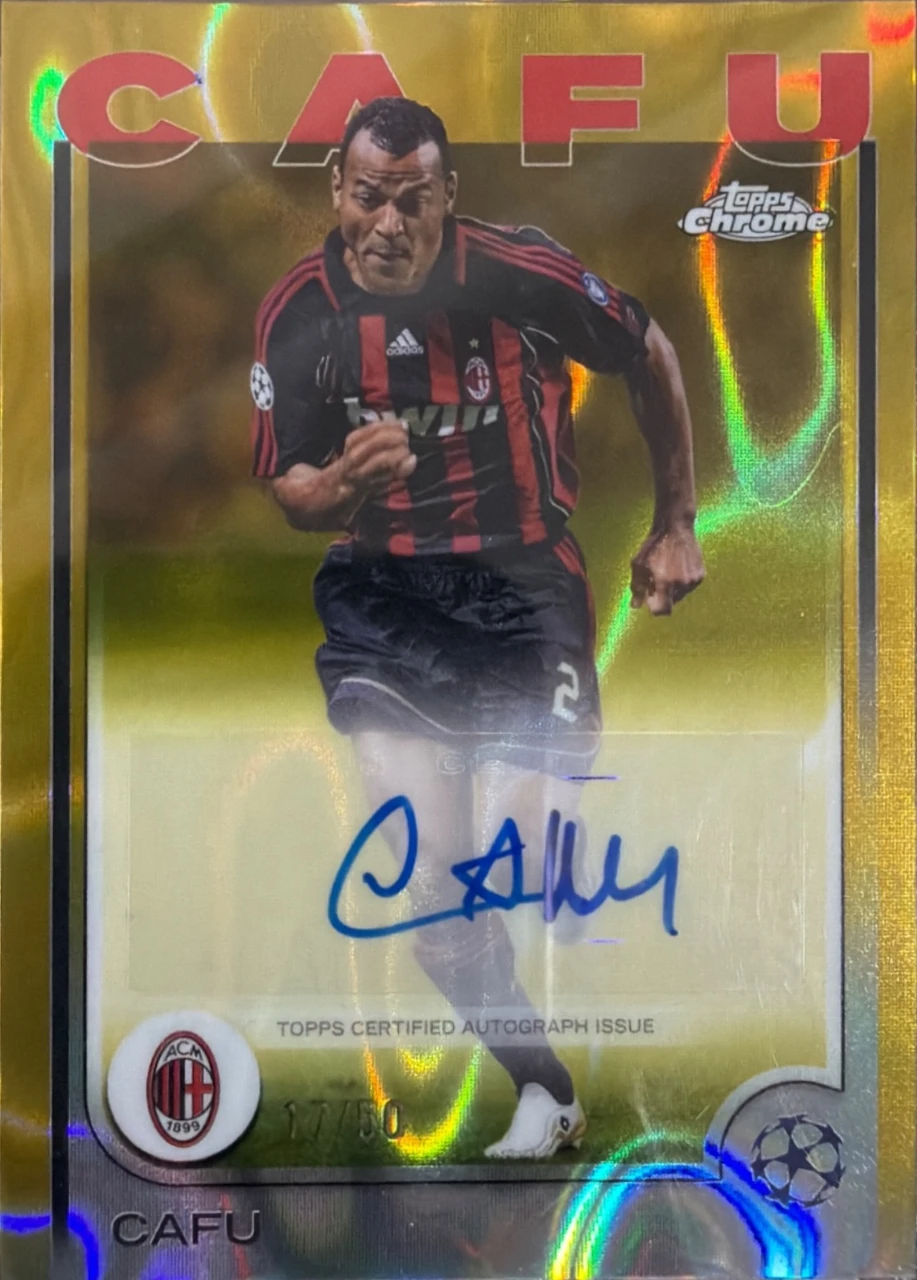 2024/25 Topps Chrome UEFA Club Competitions Cafu Chrome Autographs Gold Refractor /50
