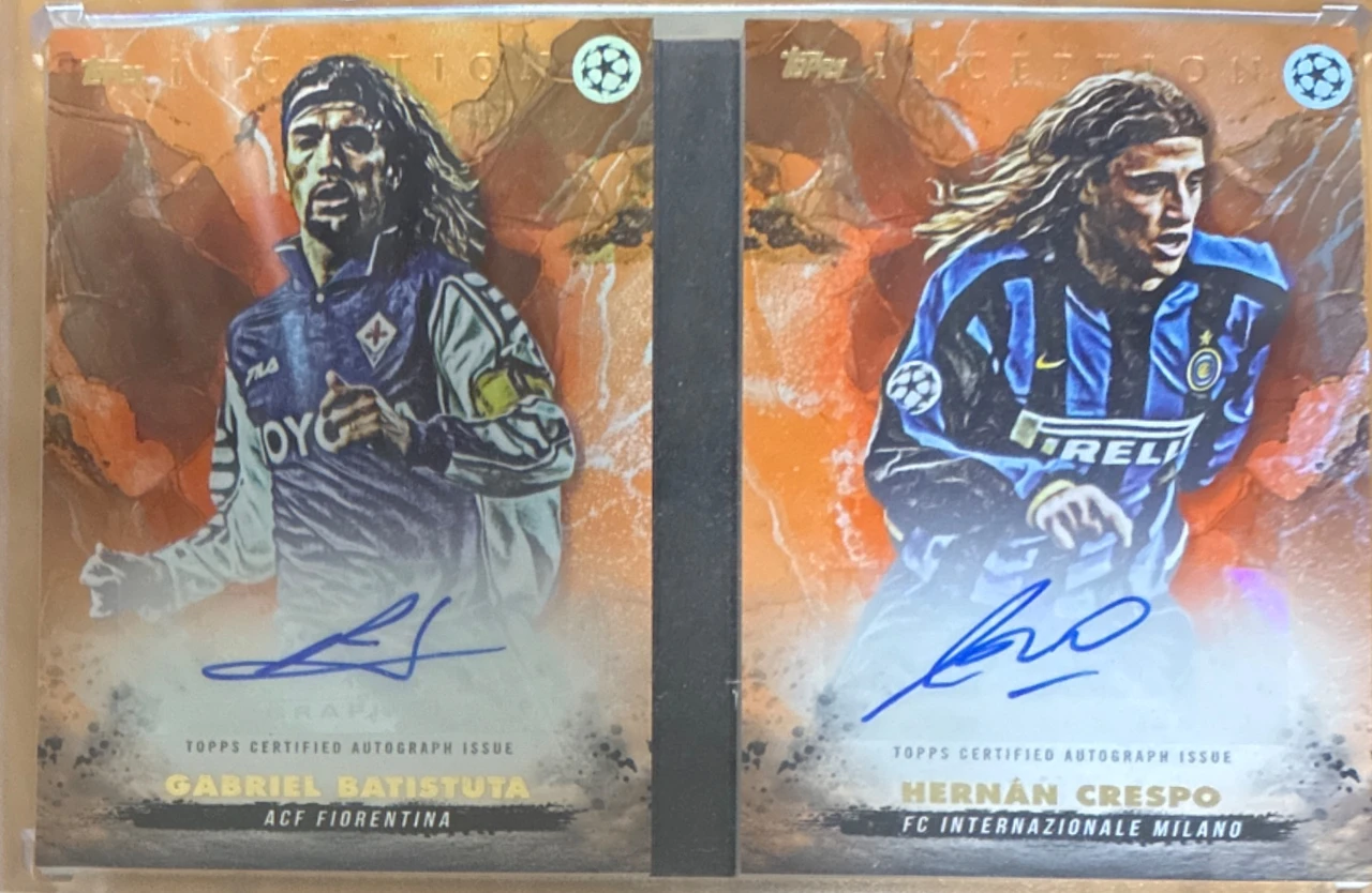 Gabriel Batistuta and Hernan Crespo Topps Inception Dual Autograph