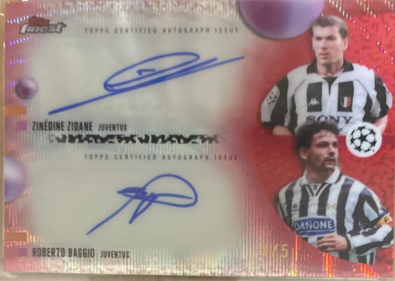 Zinedine Zidane and Roberto Baggio Topps Finest Dual Autograph
