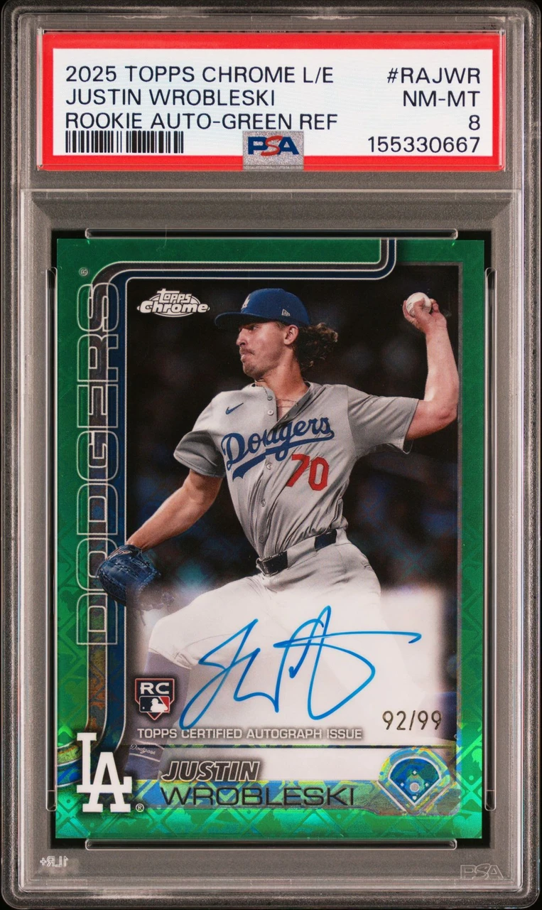 2025 TOPPS CHROME LOGOFRACTOR EDITION ROOKIE AUTOGRAPHS #RAJWR JUSTIN WROBLESKI