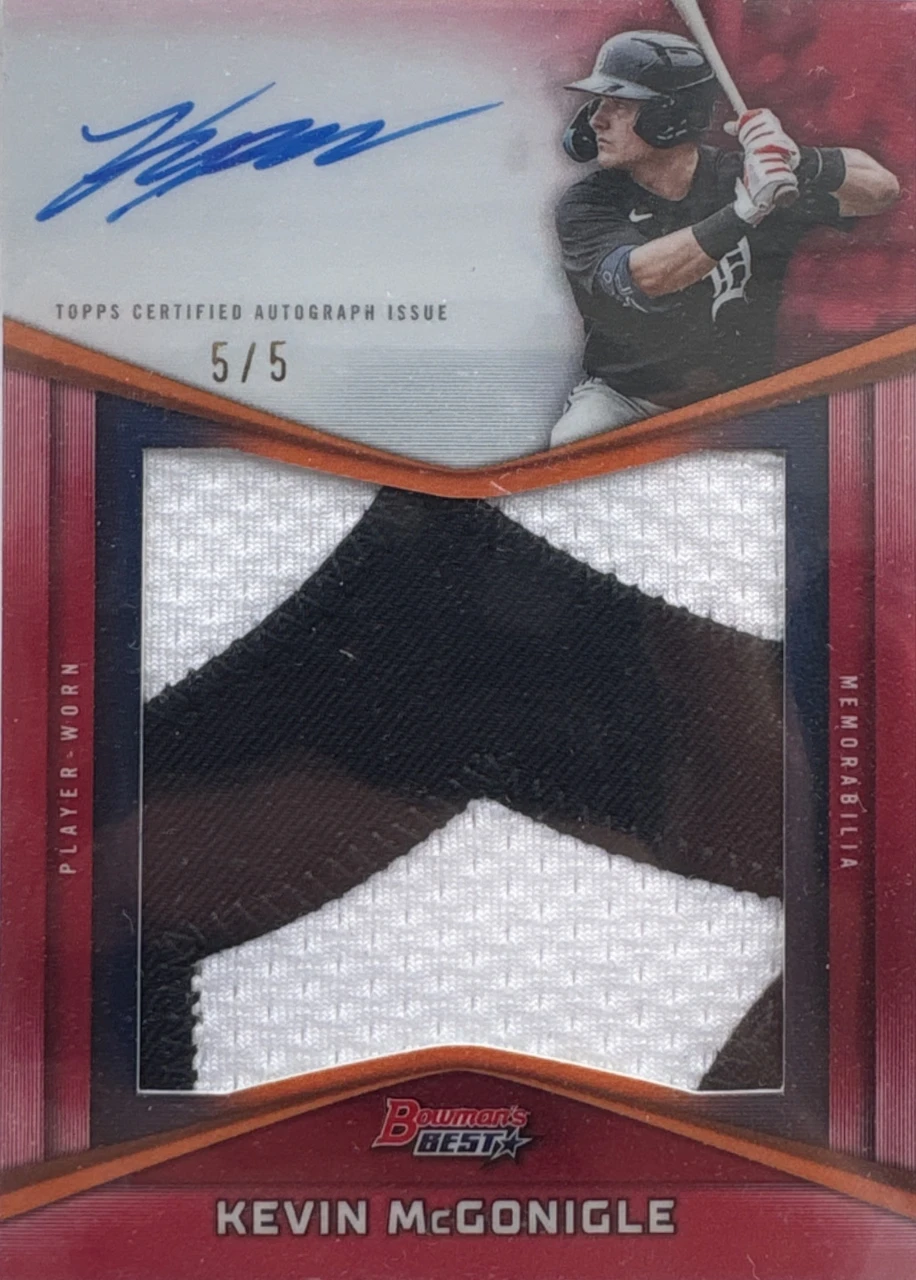 2025 Bowman's Best Kevin Mcgonigle Prospect Patch Autograph 5/5
