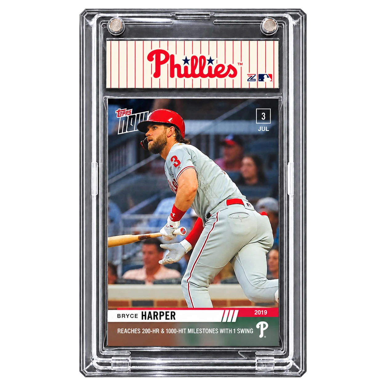 2019 Topps NOW Bryce Harper “Reaches 200-HR & 1,000-Hit Milestones With 1 Swing”