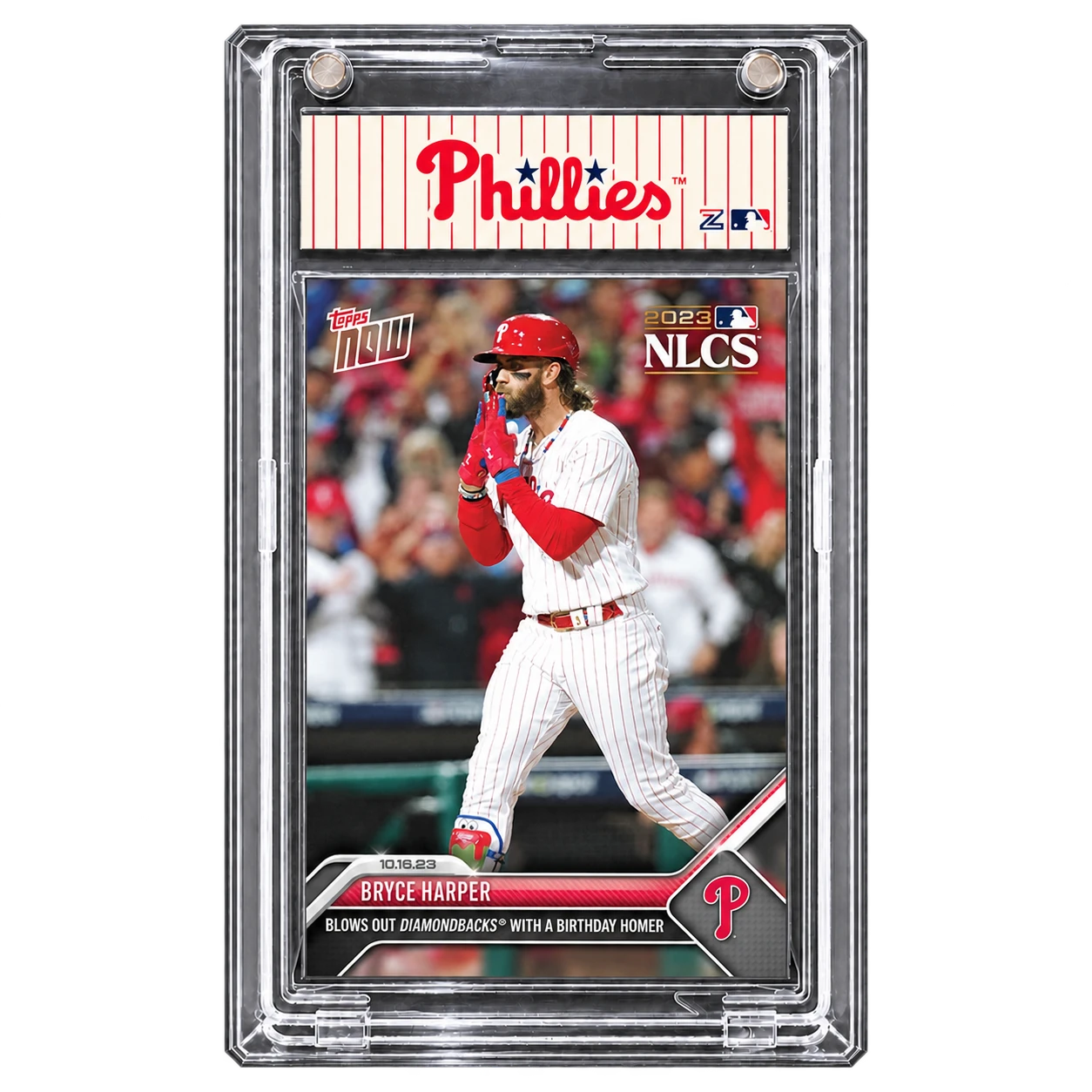 2023 Topps NOW Bryce Harper — “Blows Out Diamondbacks With a Birthday Homer”