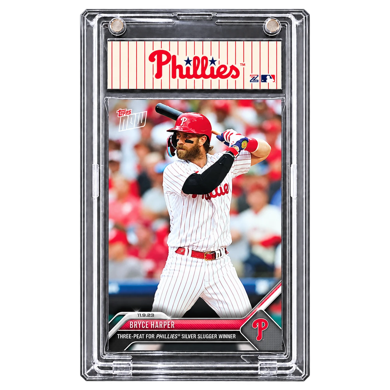 2023 Topps NOW Bryce Harper — Three-Peat for Phillies Silver Slugger Winner