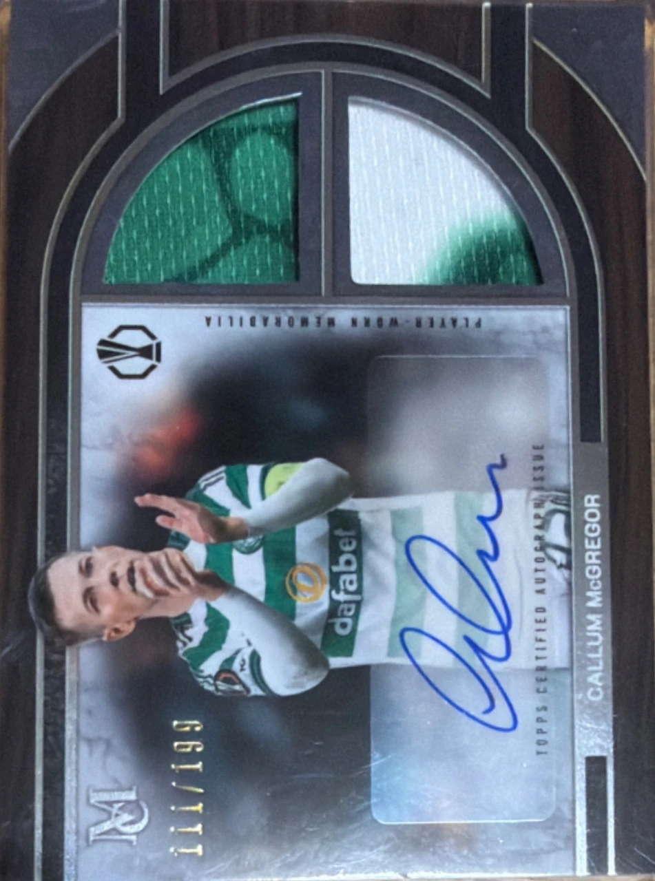 Callum McGregor Topps Museum Collection UEFA Club Competitions Signature Swatches Dual Relic Autograph