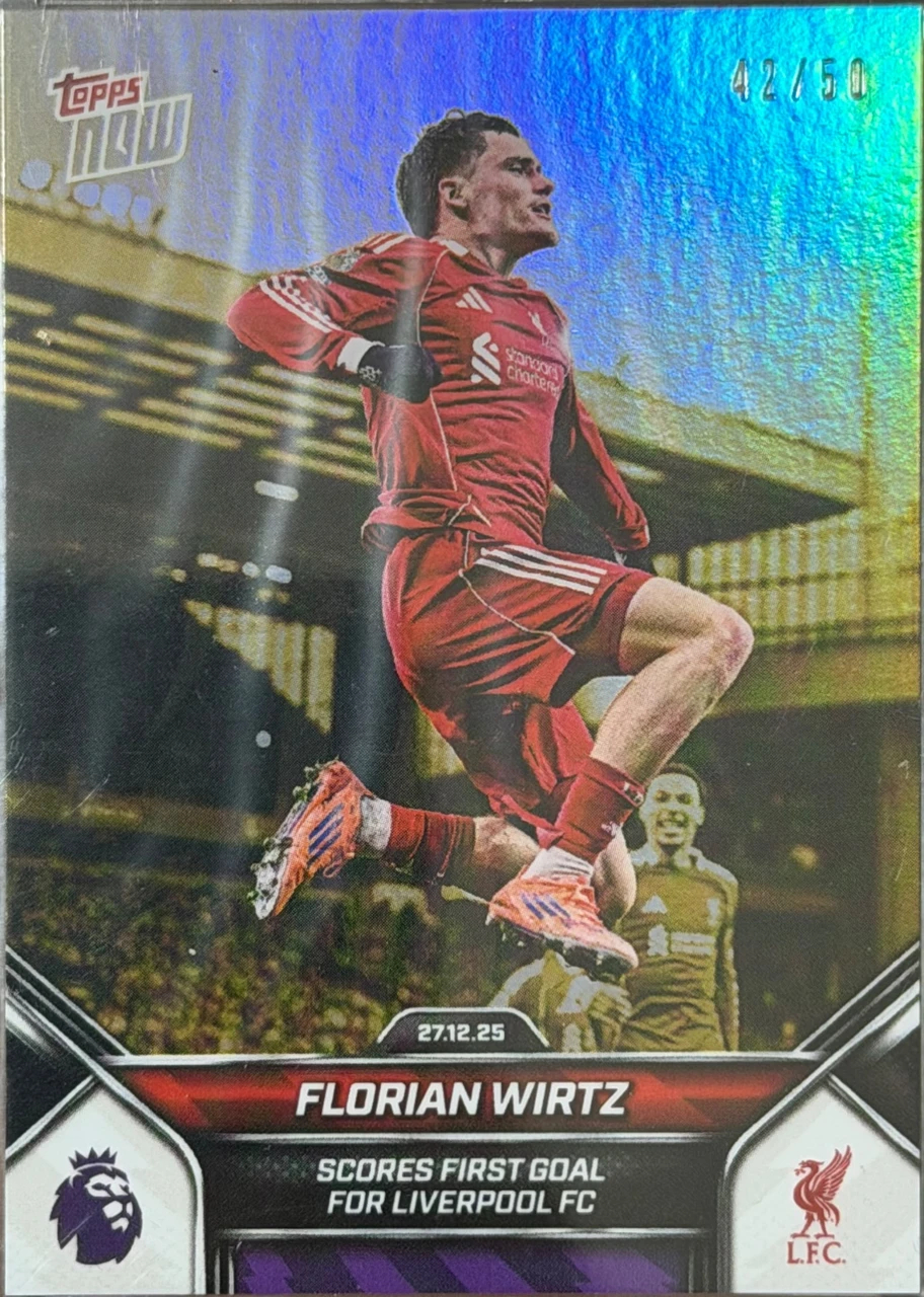 2025 Topps Now Florian Wirtz Scores First Goal for Liverpool FC