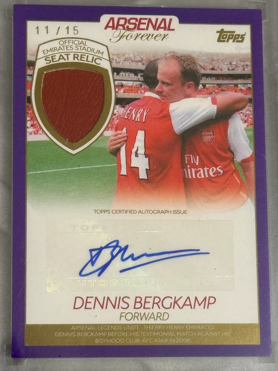 Topps Arsenal Forever Dennis Bergkamp /25