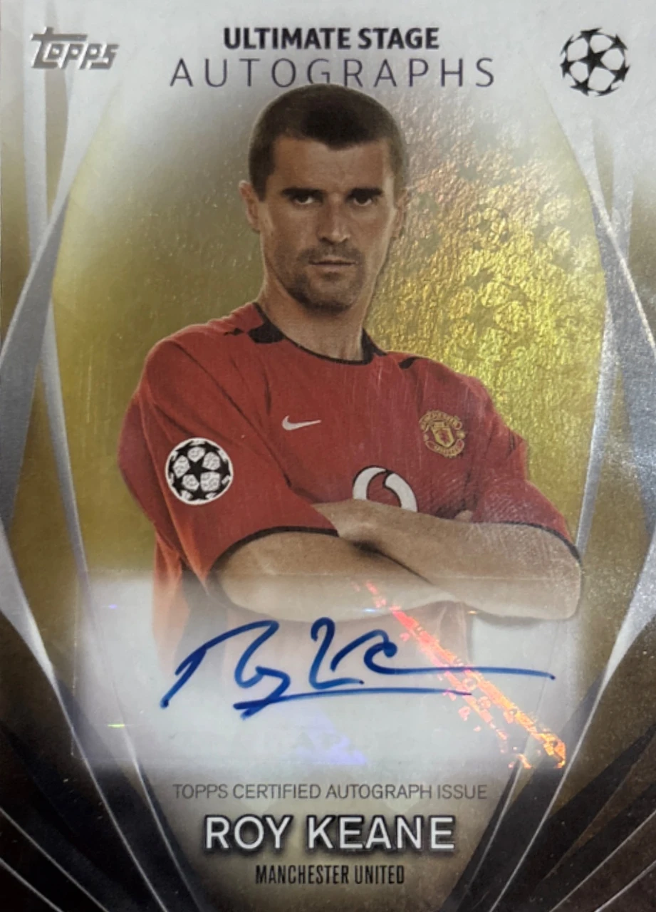 2023-24 TOPPS UEFA CLUB COMPETITIONS ULTIMATE STAGE AUTOGRAPHS USARK ROY KEANE GOLD FOILBOARD