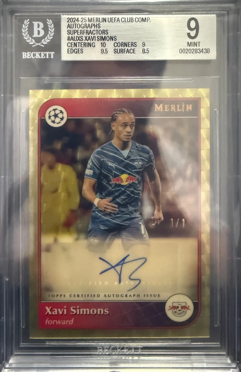 2024-25 Topps Merlin UEFA Club Competitions Xavi Simons Superfractor Autograph