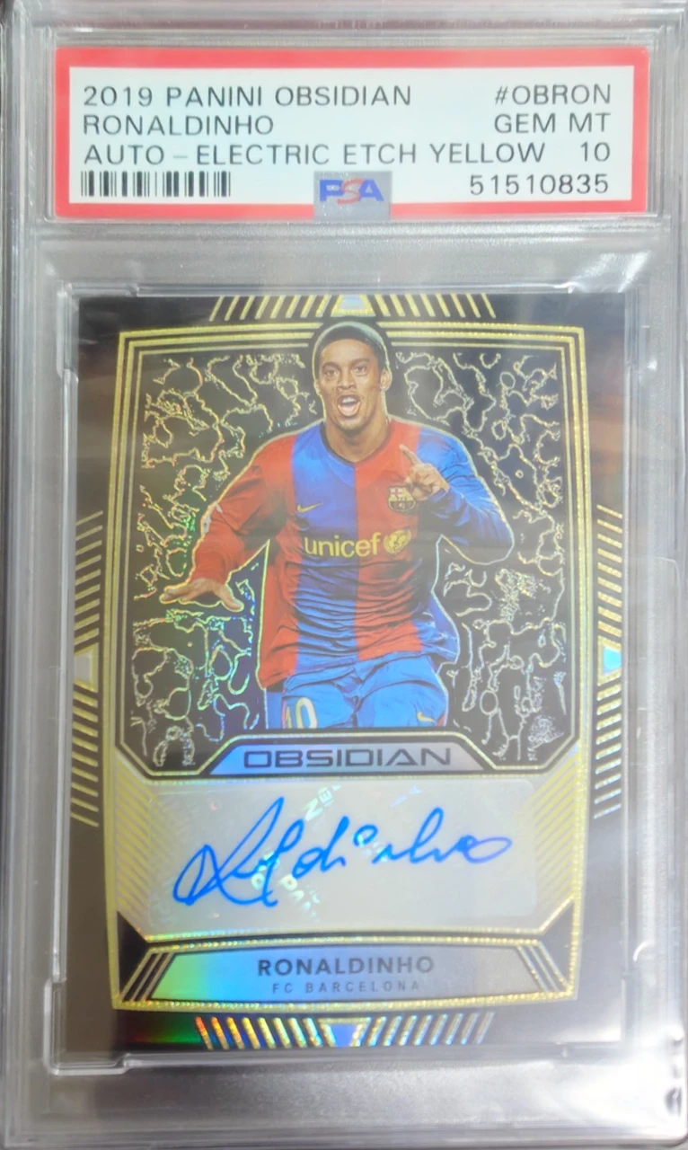 2019 Panini Obsidian Ronaldinho Electric Etch Yellow Auto