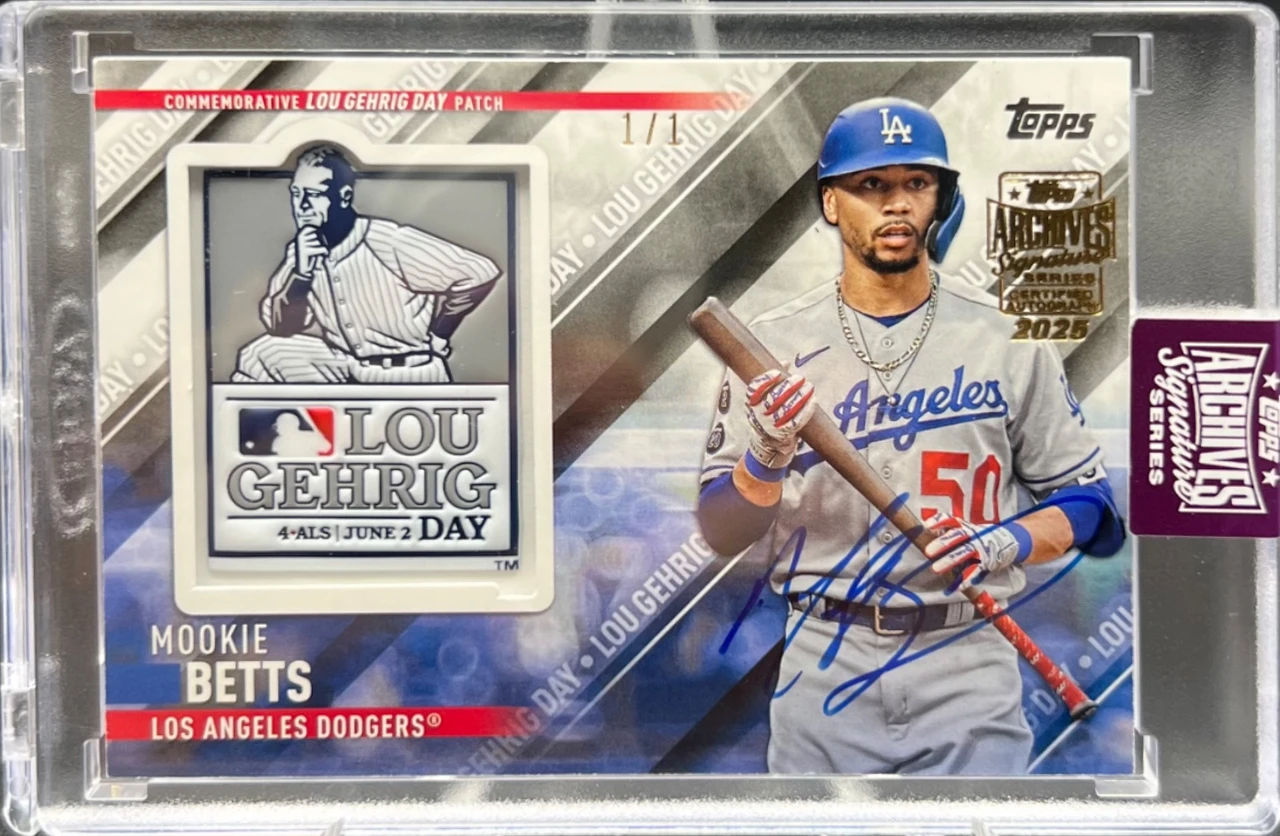 2025 Topps Archives Signature Mookie Betts Lou Gehrig 1/1 Commerative Auto