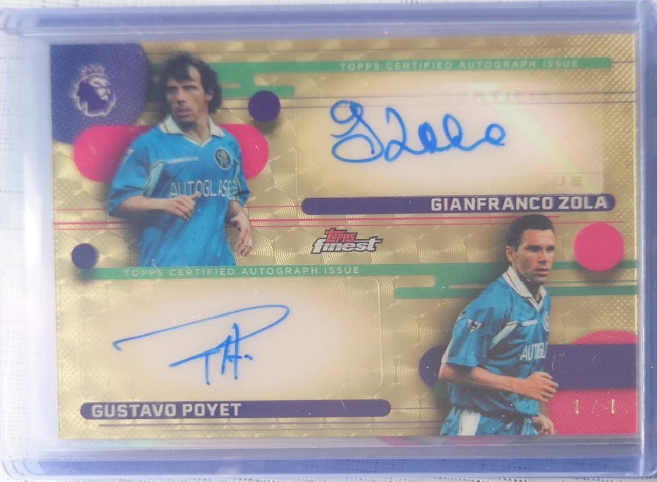 topps finest premier league zola poyet dual auto superfractor
