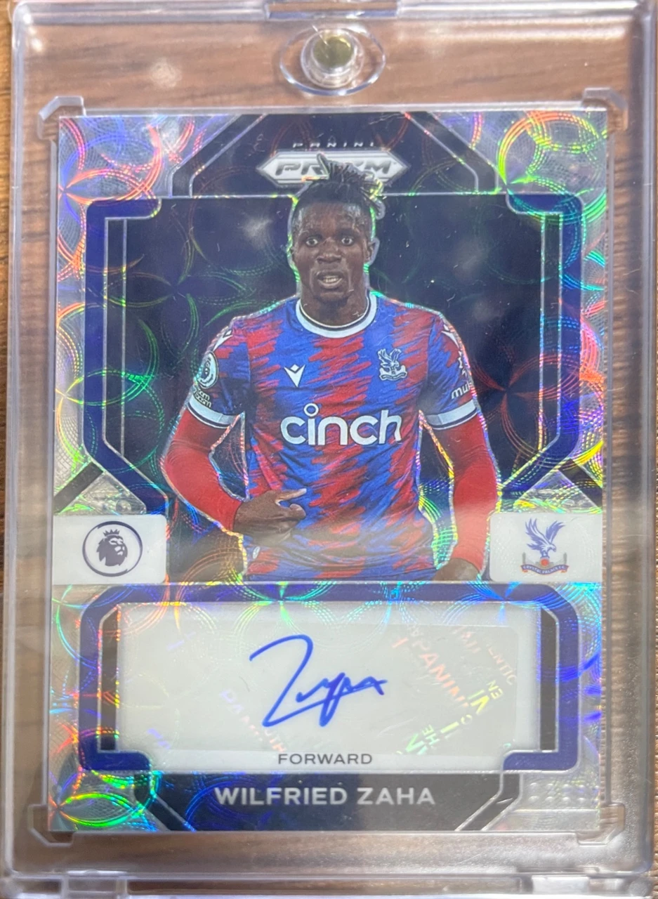 2022-23 Panini Prizm Premier League Signatures Blue Shimmer Prizm Wilfried Zaha