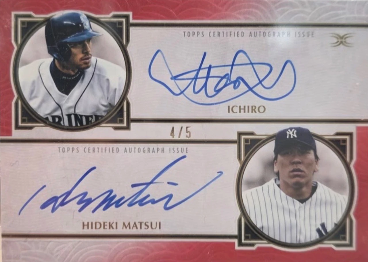 2025 Topps Definitive Collection Dual Autograph Ichiro / Hideki Matsui