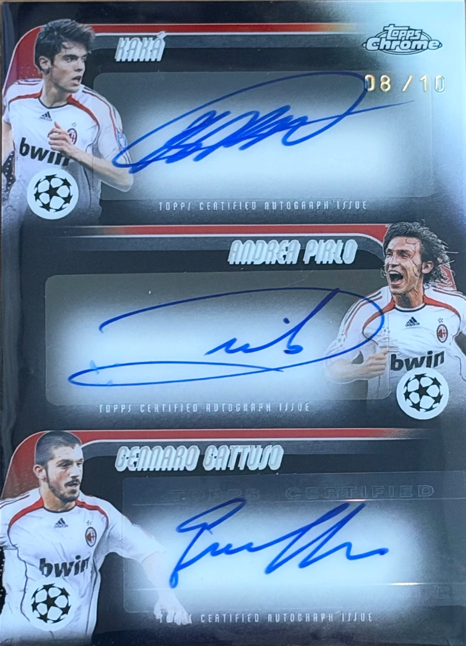 2025-26 Topps Chrome UEFA Champions League Triple Autograph Kaka/Andrea Pirlo/Gennaro Gattuso