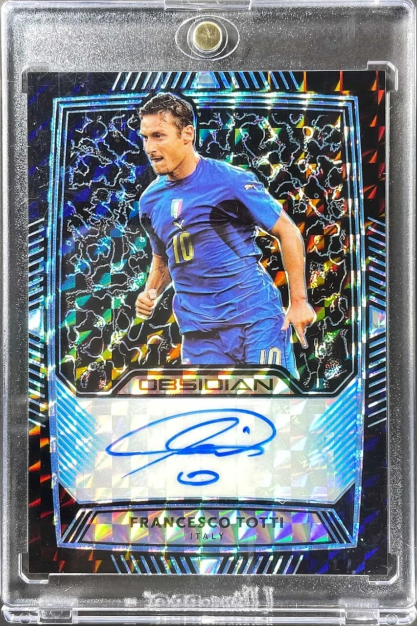 2019-20 Panini Obsidian Soccer Francesco Totti Obsidian Autos Electric Etch Blue Finite