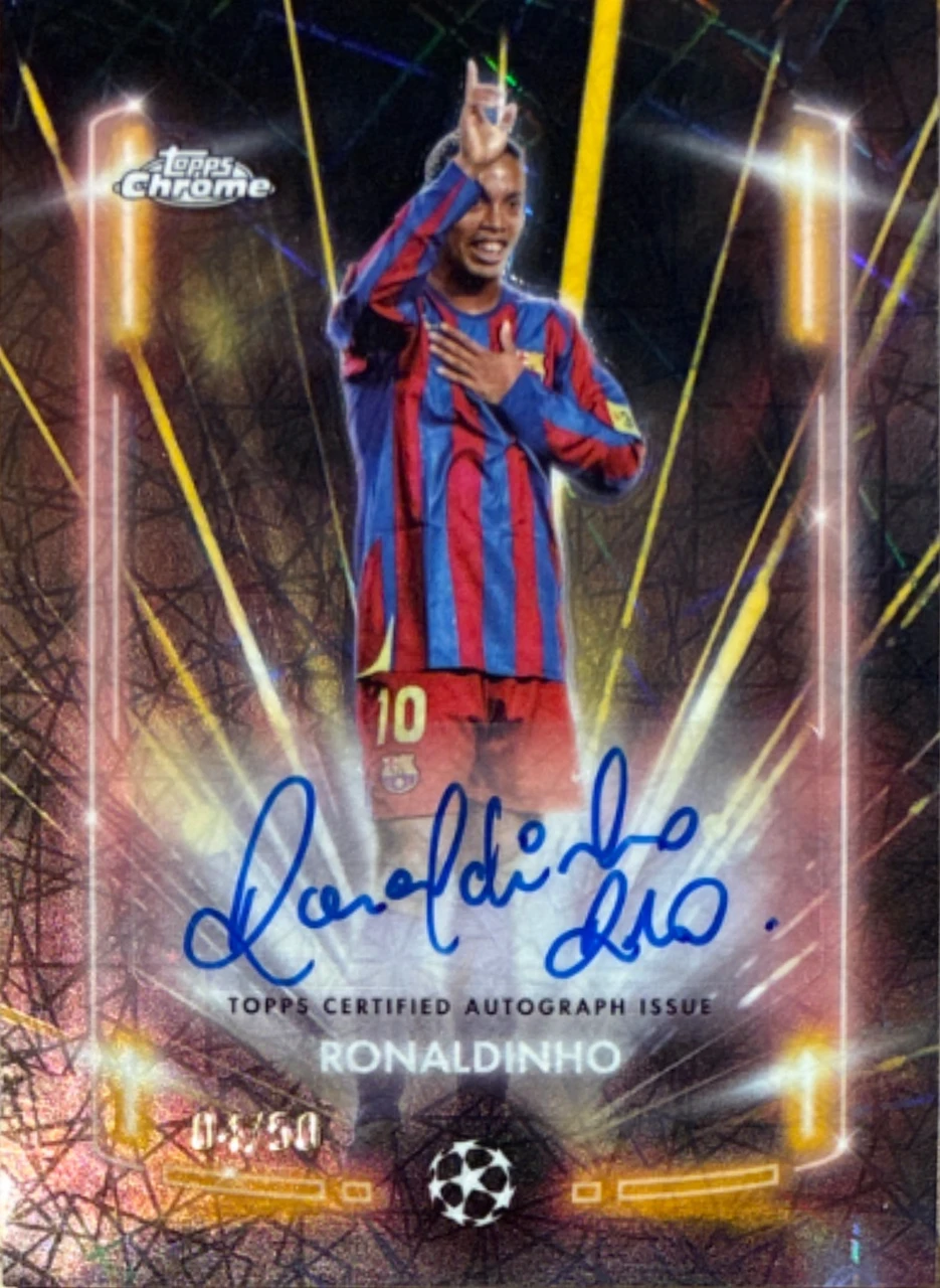 2024/25 Topps Chrome UEFA Club Competitions Ronaldinho Black Lazer Autograph gold /50