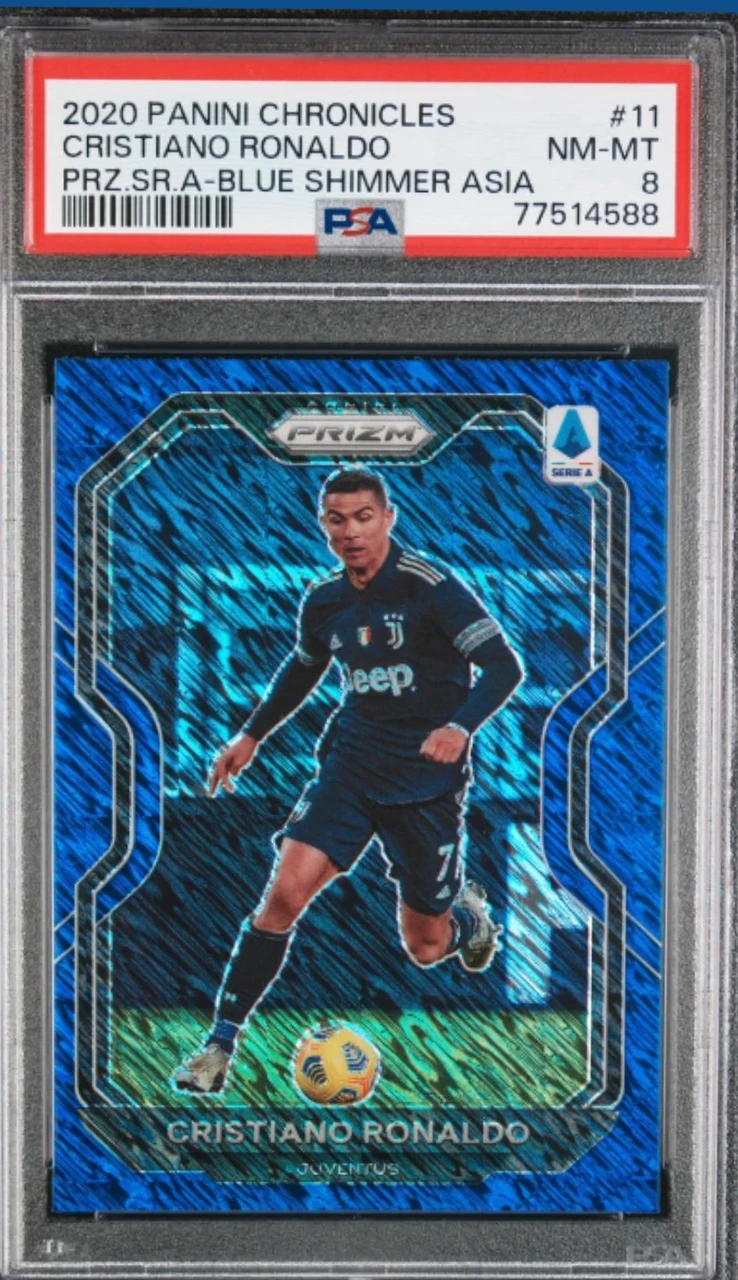 2020 Panini Chronicles Prizm Cristiano Ronaldo Blue Shimmer Asia