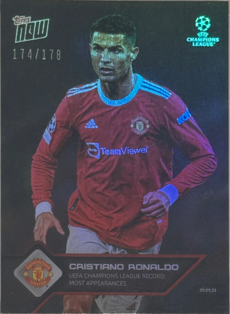 2021 Topps Now Cristiano Ronaldo UEFA Champions League Record: Most Appearances