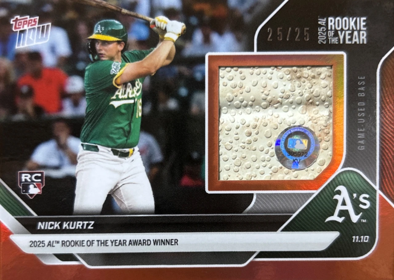 2025 Topps Now Nick Kurtz 2025 AL Rookie of the Year Relic
