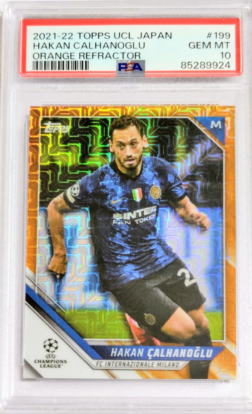 TOPPS UEFA CHAMPIONS LEAGUE JAPAN EDITION #199 HAKAN CALHANOGLU ORANGE REFRACTOR