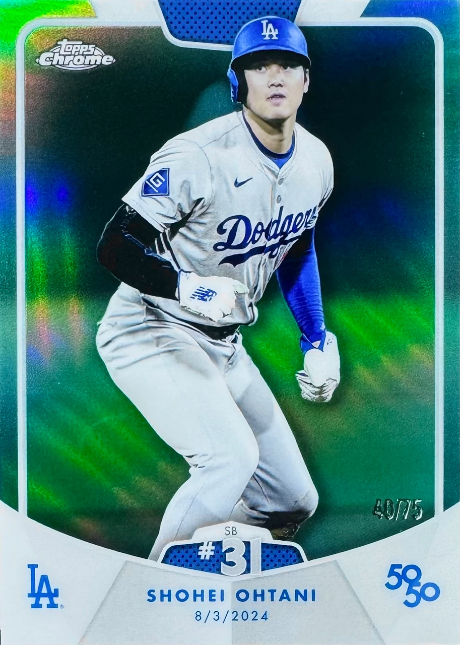 2024 Topps 50/50 Shohei Ohtani Baseball_#64 - SB #31_Base - Shohei Ohtani_Aqua Refractor - 40/75