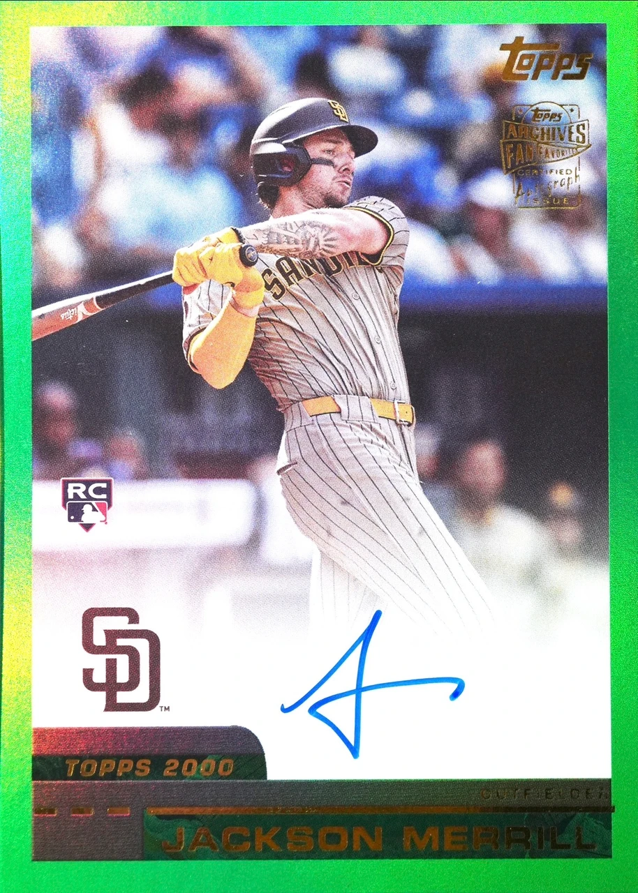 2024 Topps Archives Baseball_#00FF-JM_2000 Fan Favorites Autograph - Jackson Merrill_Green - 27/99