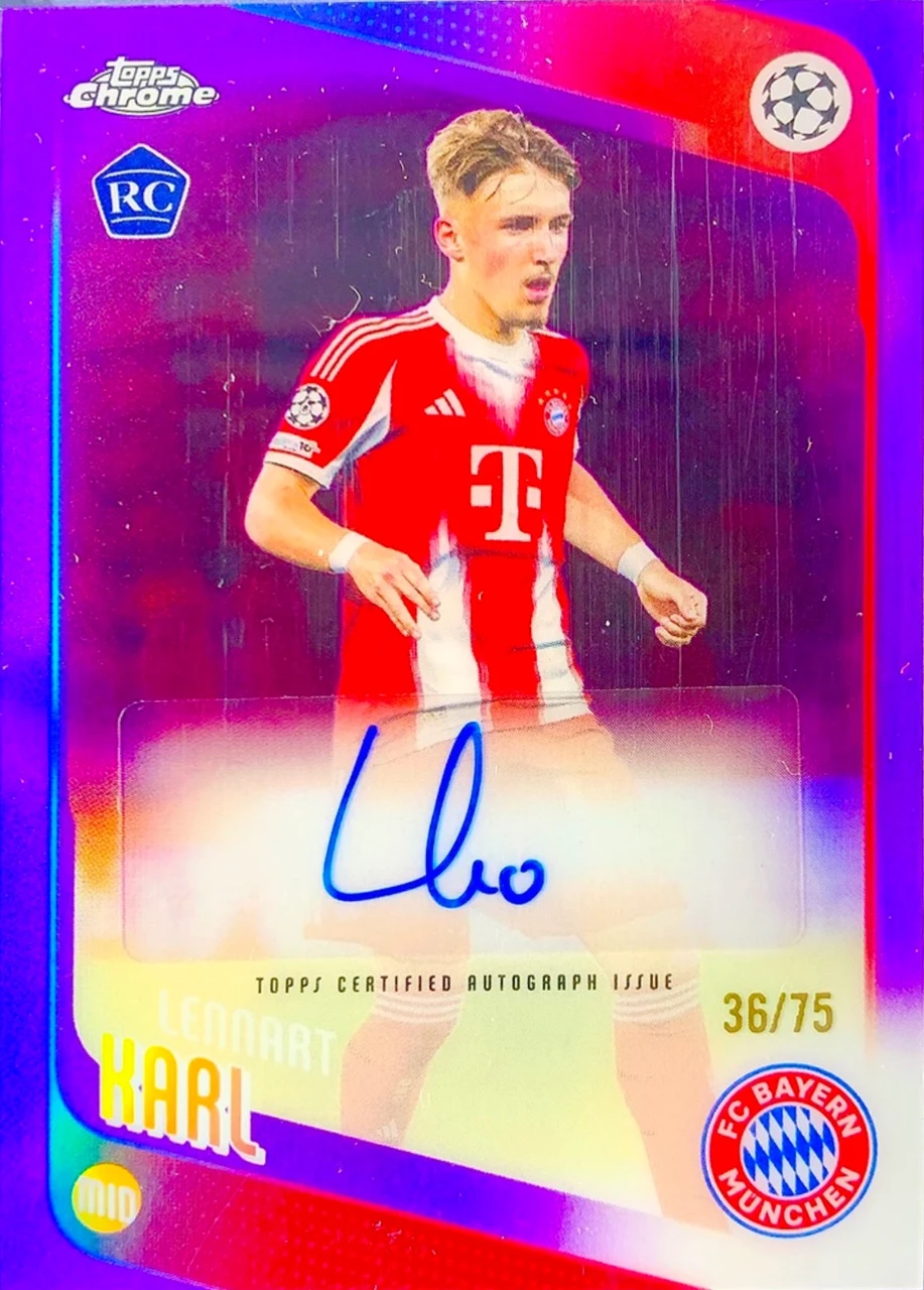 2025/26 Topps Chrome UEFA Club Competitions Lennart Karl purple Autograph