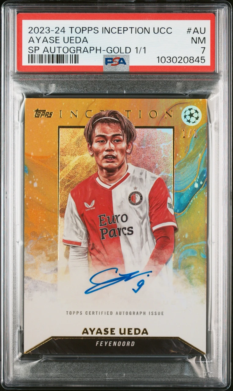 2023 TOPPS INCEPTION UEFA CLUB COMPETITIONS SHORT PRINT AUTOGRAPHS #AU AYASE UEDA SP AUTOGRAPH-GOLD 1/1　PSA7